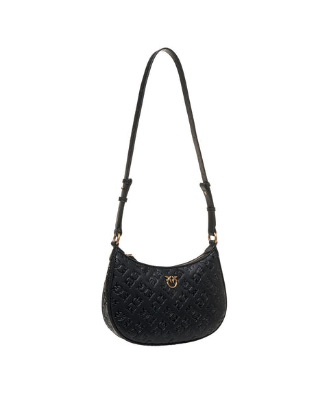 Borsa a spalla con monogramma 'Mini Half Moon' #nero