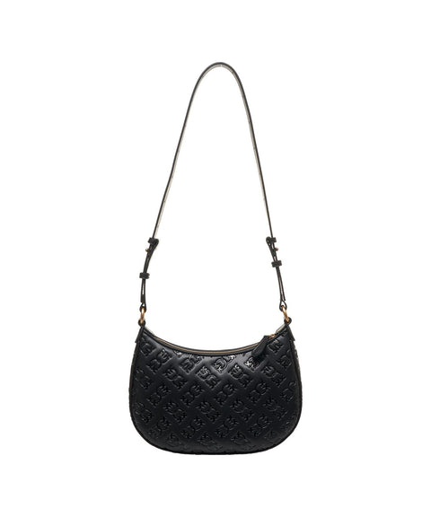 Borsa a spalla con monogramma 'Mini Half Moon' #nero