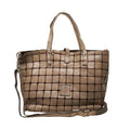 Shopper in pelle con borchie #grigio