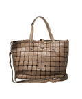 Shopper in pelle con borchie #grigio