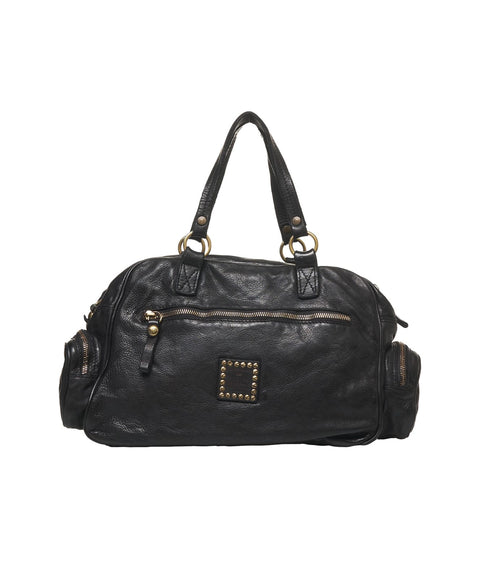 Duffel bag in pelle #nero