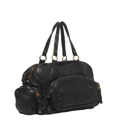 Duffel bag in pelle #nero