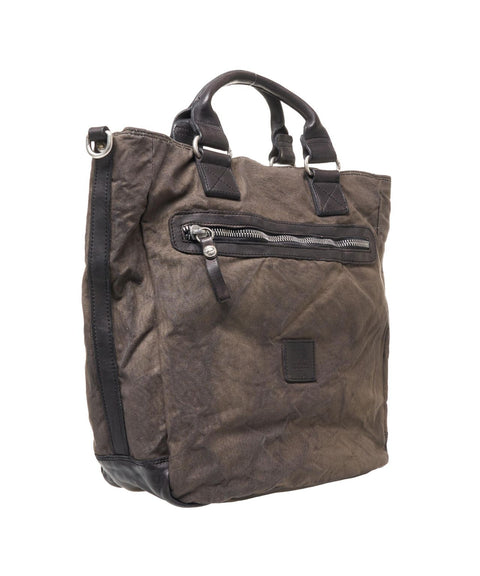 Borsa business in canvas e pelle #marrone