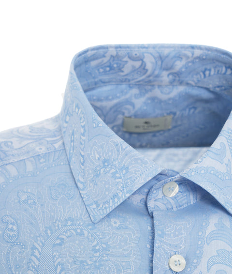 Camicia in cotone con motivo paisley #blu