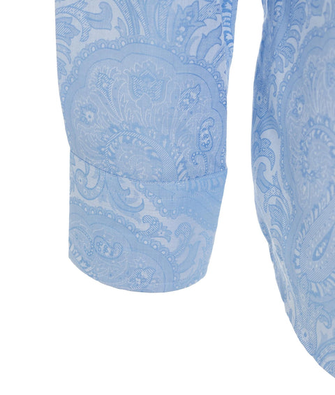 Camicia in cotone con motivo paisley #blu