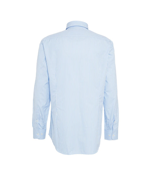 Camicia a righe con logo ricamato #blu