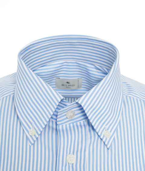 Camicia a righe con logo ricamato #blu