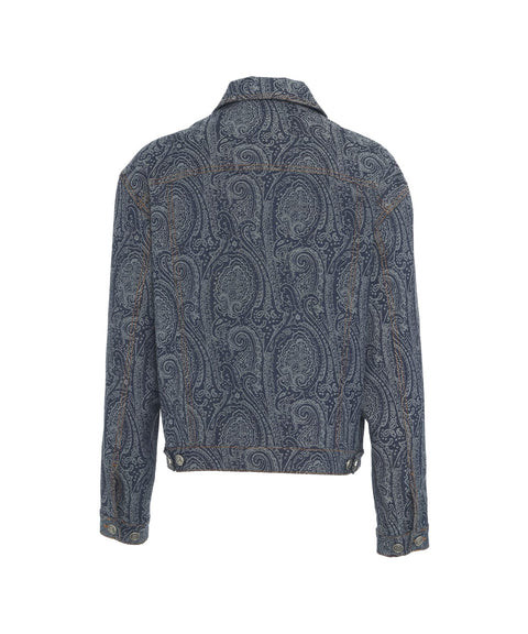 Giacca in denim con motivo paisley #blu