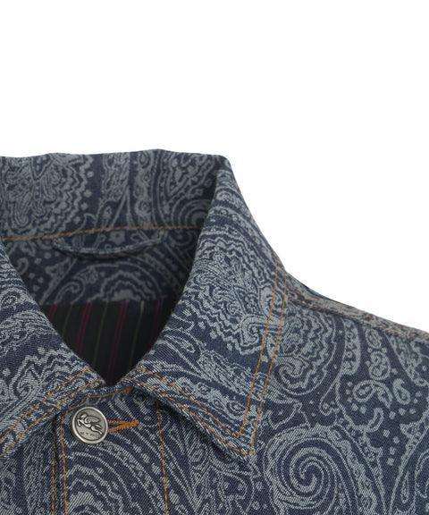 Giacca in denim con motivo paisley #blu