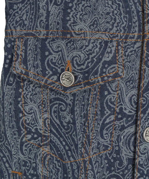 Giacca in denim con motivo paisley #blu