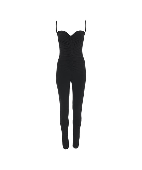 Catsuit con arricciatura #nero