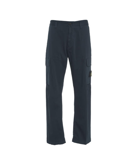 Pantaloni cargo con logo staccabile #blu