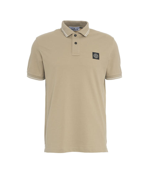 Polo con dettaglio logo #beige