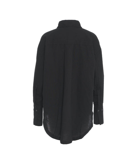 Camicia oversize in misto lino #nero