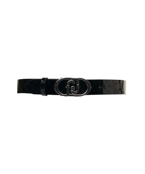 Cintura laccata con monogramma #nero