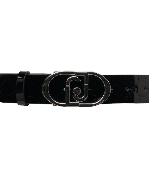 Cintura laccata con monogramma #nero