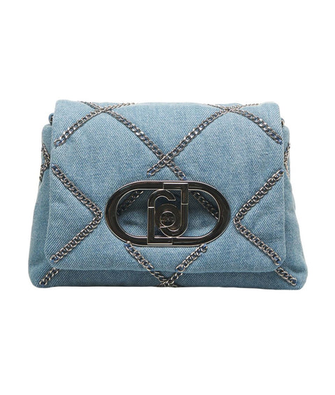 Borsa a spalla in denim 'LaPuffy' #blu