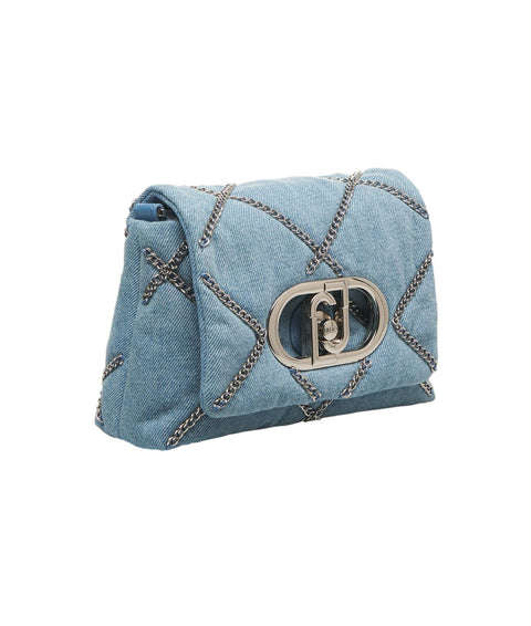 Borsa a spalla in denim 'LaPuffy' #blu