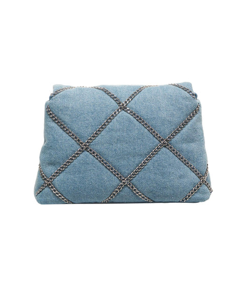 Borsa a spalla in denim 'LaPuffy' #blu