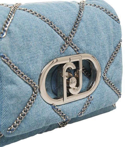 Borsa a spalla in denim 'LaPuffy' #blu