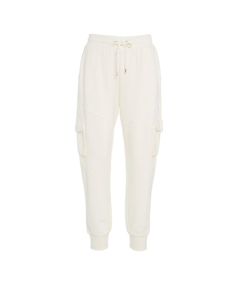 Pantaloni jogging con tasche cargo #bianco