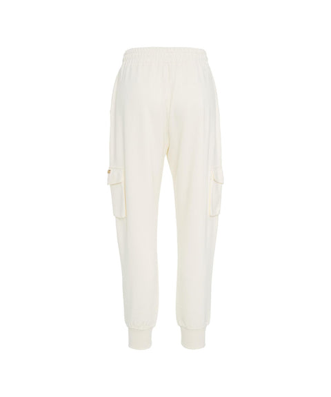 Pantaloni jogging con tasche cargo #bianco