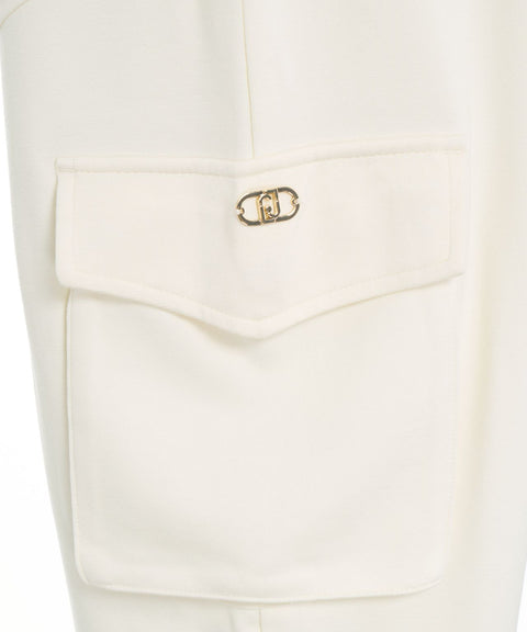 Pantaloni jogging con tasche cargo #bianco