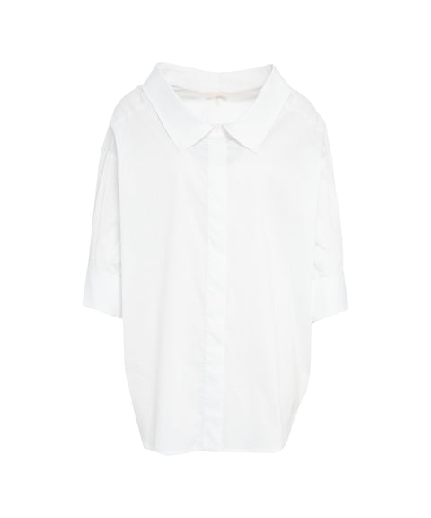 Camicia oversize in popeline #bianco