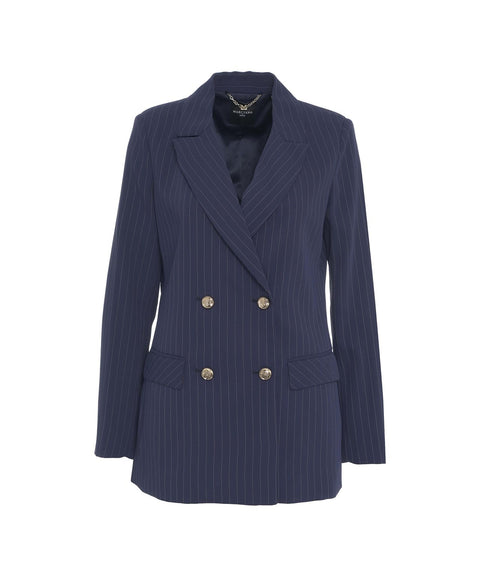 Blazer monopetto gessato #blu