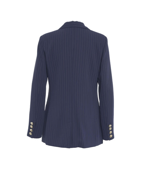 Blazer monopetto gessato #blu