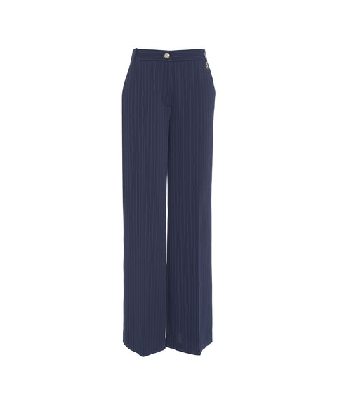 Pantaloni a gamba larga gessato #blu