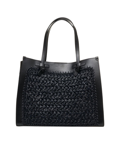 Shopper in rafia 'Marcella' #nero