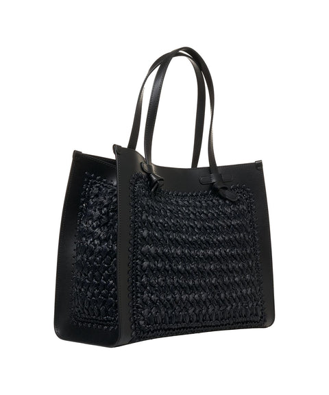 Shopper in rafia 'Marcella' #nero