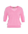 T-shirt con scollo a V #rosa