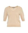 T-shirt con scollo a V #beige