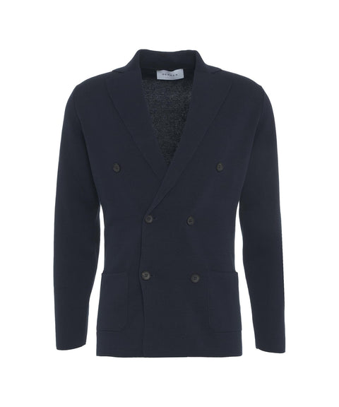 Blazer doppiopetto in maglia #blu