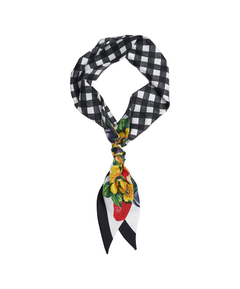 Foulard in seta con stampa #nero