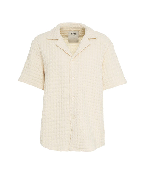 Camicia waffle ' Ecru Cuba' #bianco