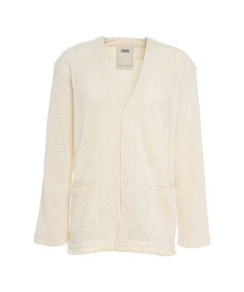 Cardigan a rete 'Ecru' #bianco