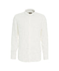 Camicia in lino con motivo floreale #bianco