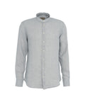 Camicia in lino con collo coreano #grigio