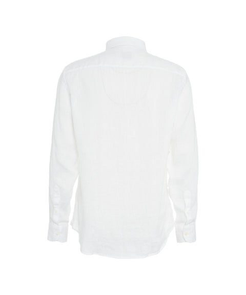 Button-down-Hemd aus Leinen #bianco