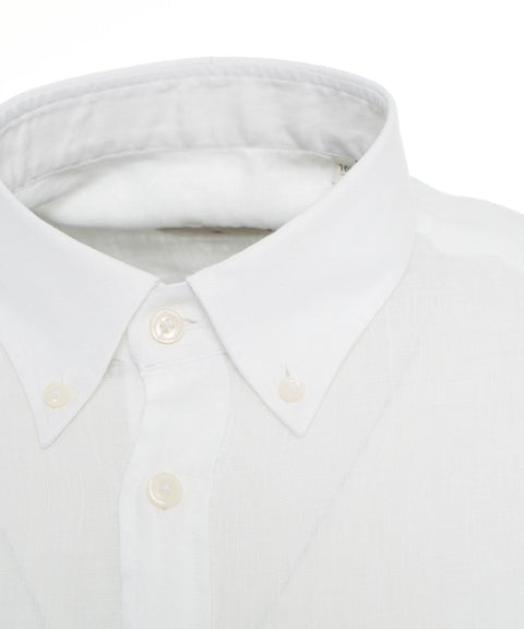 Button-down-Hemd aus Leinen #bianco