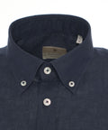 Camicia button-down in lino #blu