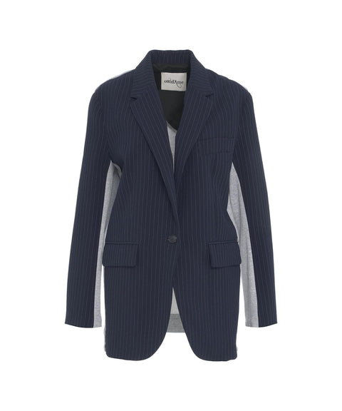 Blazer monopetto con materiale a contrasto #blu