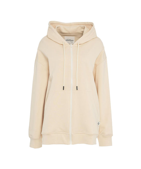 Felpa con cappuccio oversize con zip #beige