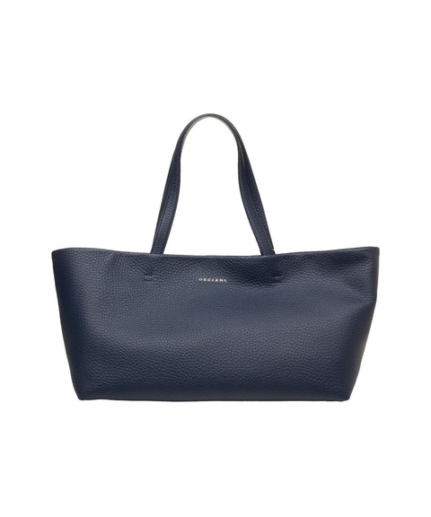 Shopper in pelle #blu