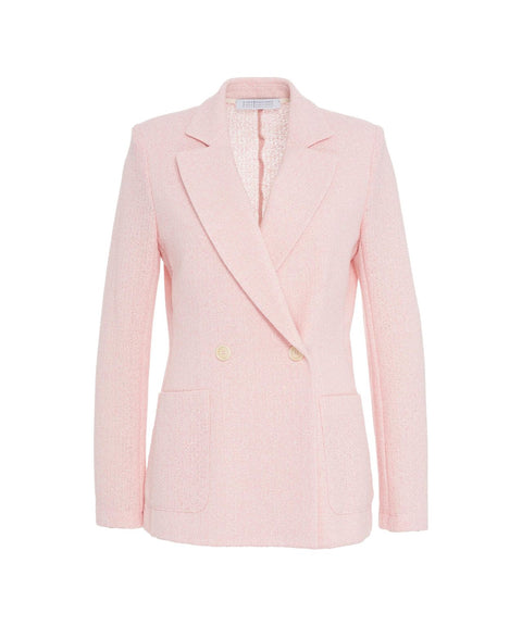 Blazer doppiopetto in frisè #rosa