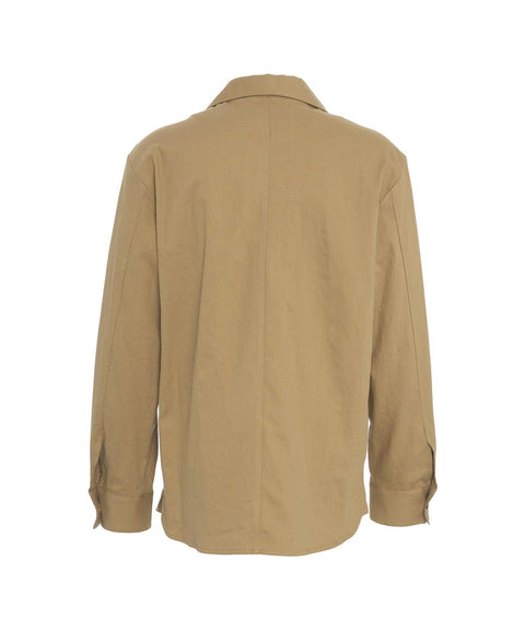 Overshirt in misto lino #marrone