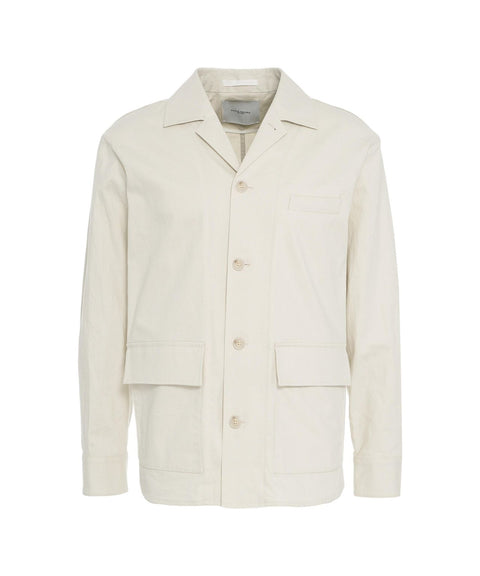 Overshirt in misto lino #beige